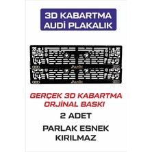 Tay Promosyon Audi Logolu 3D Kabartma Harf Logo ve Yazılı Oto Plakalık 2 Adet Kırılmaz Esnek