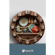 Sessiz Yuvarlak Ahşap Duvar Saati, Kuvars Hareketli 3D Görünümlü 2d Saat Mutfak Serisi SDW149