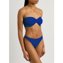 Straplez Dokulu Kumaş Bikini Takım