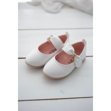 Beyaz Cilt Bebek Ayakkabısı