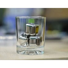 Populermarketim - 4'lü Çelik Metal Kaplama Viski Taşı Soğutma Buz Küpü