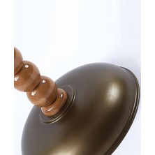 Mdf Üst Tablalı Yan Sehpa, Zigon Sehpa, Bronz Metal Gövde ve Ahşap Ayak – 60X40 cm