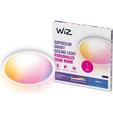 Wiz Superslim 22W Beyaz Sıva Üstü Rgb Akıllı LED Yuvarlak Panel Tavan Armatürü 42 cm Çapında 2600 Lumen