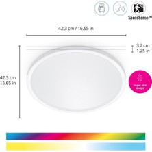 Wiz Superslim 22W Beyaz Sıva Üstü Rgb Akıllı LED Yuvarlak Panel Tavan Armatürü 42 cm Çapında 2600 Lumen
