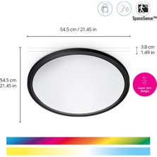 Wiz Superslim 32W Beyaz Sıva Üstü Rgb Akıllı LED Yuvarlak Panel Tavan Armatürü 55 cm Çapında 3750 Lumen