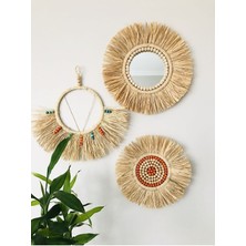 Elite Rafya Ayna Bohem Ayna Duvarsüsü Hasır Ayna Ofis Aynası Balkon Dekorasyonu 1 Adet