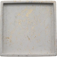 Kare Beton Bardak Altlığı, Gold 4’lü Set