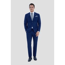 Sabri Özel Erkek Lacivert Mono Yaka Slim Fit Takım Elbise