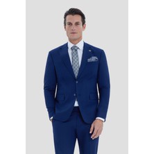 Sabri Özel Erkek Lacivert Mono Yaka Slim Fit Takım Elbise