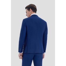 Sabri Özel Erkek Lacivert Mono Yaka Slim Fit Takım Elbise