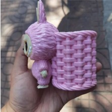 Labubu Bambu Sepet Örgü Çerçeveli Kalemlik