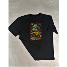 Dj Kaplumbağa Baskılı Pamuklu Unisex Çocuk Tişörtü