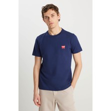 Wrangler Regular Fit Small Logo Lacivert Erkek T-Shirt MW70MD3335