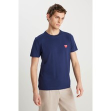 Wrangler Regular Fit Small Logo Lacivert Erkek T-Shirt MW70MD3335