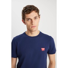 Wrangler Regular Fit Small Logo Lacivert Erkek T-Shirt MW70MD3335