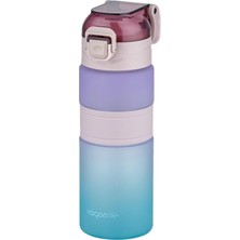 Çift Renk 600ML Kaydırmaz Silikon Gövde Rahat Içim-Pipetsiz- Motivasyon Su Matarası