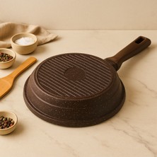 Premium Granit Döküm Tava - Yapışmaz Parlak Yüzey, Ergonomik Saplı, 28 cm