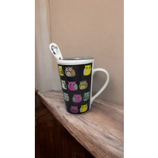 Baykuş Figürlü Kapaklı Kaşıklı Bardak