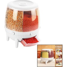 360 Derece  Dönebilen Gıda Organizeri  6 Bölmeli - 6kg.  Otomatik Düğme Musluk