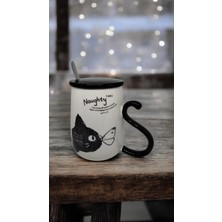 Kedi Baskılı Kapaklı Kaşıklı Bardak