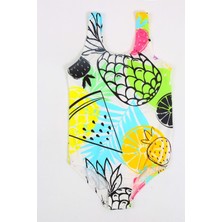 Şık Kız Çocuk Mayo Ananas Meyve Desenli Rahat Hızlı Kuruyan Mayo Deniz Havuz Plaj Mayosu Bikini