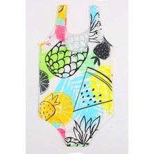 Şık Kız Çocuk Mayo Ananas Meyve Desenli Rahat Hızlı Kuruyan Mayo Deniz Havuz Plaj Mayosu Bikini