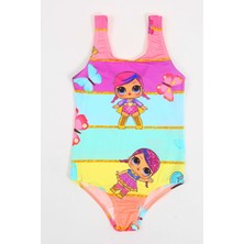 Şık Kız Çocuk Mayo Lol Bebek Desenli Rahat Hızlı Kuruyan Mayo Deniz Havuz Plaj Mayosu