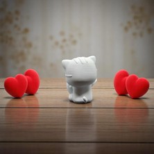 Krh 3D Print Kalpli Aşık Kedi Figürü – 3D Dekoratif Hediye Biblo