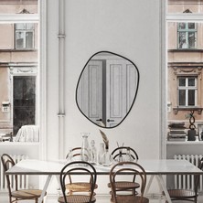 Organik Formlu Duvar Aynası – Modern Mdf Siyah Çerçeveli, Rustik & Boho Stil Uyumlu (AYP186)