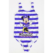 Şık Kız Çocuk Mayo Minnie Mouse Fuşya Renk Desenli Rahat Hızlı Kuruyan Mayo Deniz Havuz Plaj Mayosu