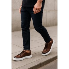 Growish GR0310 Hakiki Özel Yapım Floter Deri Yüksek Eva Taban Kahverengi Sneakers Erkek Ayakkabı