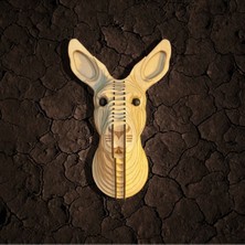 Kelb Köpek Kafası Doğal Ahşap Lazer Kesim Rustik Salon Aplik Duvar Dekoru 3D Tablo Pano (Peri Ledli