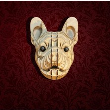 Kelb Köpek Kafası Doğal Ahşap Lazer Kesim Rustik Salon Aplik Duvar Dekoru 3D Tablo Pano (Peri Ledli