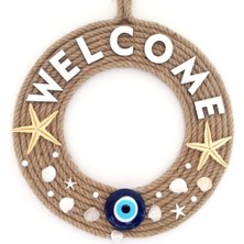 Jüt Ipten Deniz Yıldızlı Nazar Boncuklu Incili Deniz Yıldızlı Welcome Yazılı Kapı Süsü