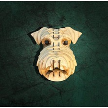 Kelb Köpek Kafası Doğal Ahşap Lazer Kesim Rustik Salon Aplik Duvar Dekoru 3D Tablo Pano (Peri Ledli
