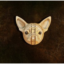 Kelb Köpek Kafası Doğal Ahşap Lazer Kesim Rustik Salon Aplik Duvar Dekoru 3D Tablo Pano (Peri Ledli