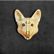 Kelb Köpek Kafası Doğal Ahşap Lazer Kesim Rustik Salon Aplik Duvar Dekoru 3D Tablo Pano (Peri Ledli