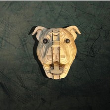 Kelb Köpek Kafası Doğal Ahşap Lazer Kesim Rustik Salon Aplik Duvar Dekoru 3D Tablo Pano (Peri Ledli