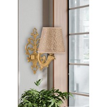 Tekli Eskitme Zamak Metal Aplik Kahverengi Rattan Hasır Şapkalı
