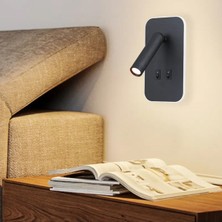 13 W LED Tuvalu Yatak Başı Aplik - Gün Işığı (3000K) - Siyah - CT-5253S