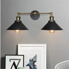 RETRO21RUSTİK3,VİNTAGE Eskitme Duylu Mafsallı Hareketli Başlık Metal Aplik Şapka ÇAPI:23CM