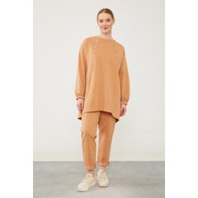 Lêvi D'or Camel Bisiklet Yaka Asimetrik Kesim Spor Takım