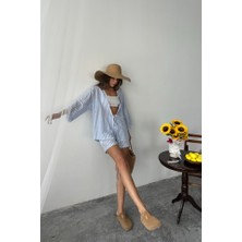 Aisha Elbise Çizgili Tunik -Şort Takım - Mavi