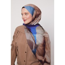 Mavi Soyut Desen Love Şal