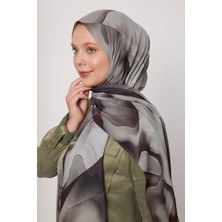 Haki Soyut Desen Love Şal