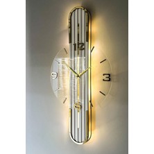 Stylish DESIGN-AYNALI-65CM-PILLI Led-Sessiz Mekanizma- Bey-Bey-Sarı Tr Rakam