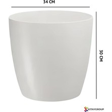 Elite Beyaz Serinova Kristal Yakut Dekoratif Iç ve Dış Mekan Saksı 22 Litre 1 Adet