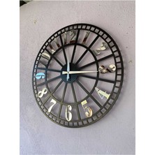Siyah Renk Gri Sayılı Hediyelik Ahşap Anneler Günü Hediye Ev Hediyelik Duvar Saati 50CM