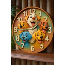 Sessiz Yuvarlak Ahşap Duvar Saati, Kuvars Hareketli 3D Görünümlü 2d Saat Sdw Çocuk Odası