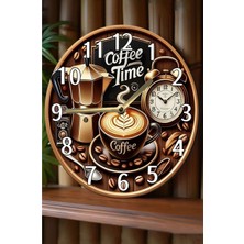 Sessiz Yuvarlak Ahşap Duvar Saati, Kuvars Hareketli 3D Görünümlü 2d Saat SDW137 Coffee